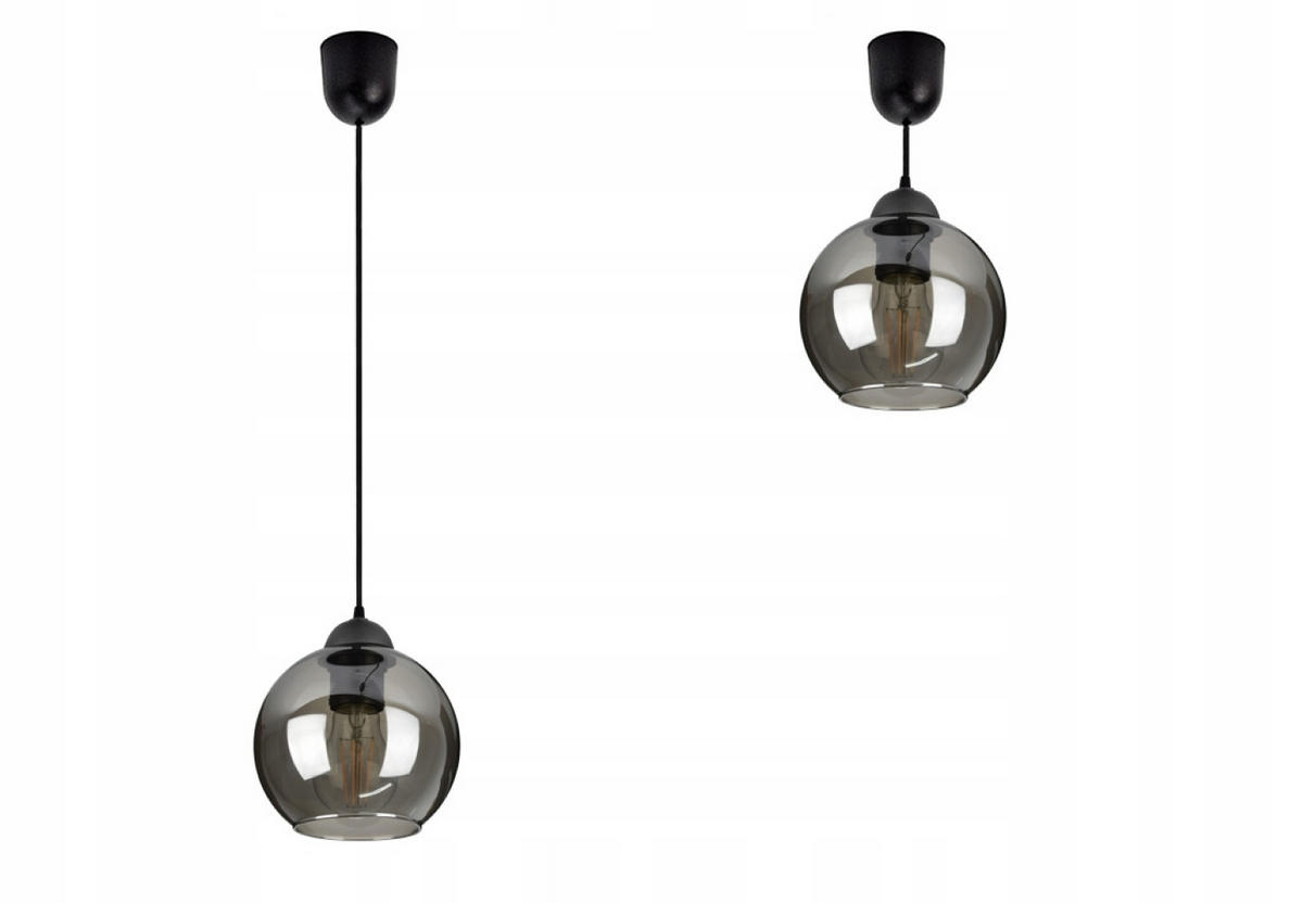 PENDELLEUCHTE Hagen - Transparent/Schwarz, Glas/Metall (14/14/70cm) - kiki design