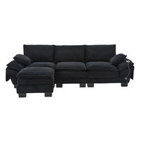 SOFA modular 3-Sitzer mit Hocker USB-C Cord Schwarz - Schwarz, Textil (260/132cm) - IVMEU