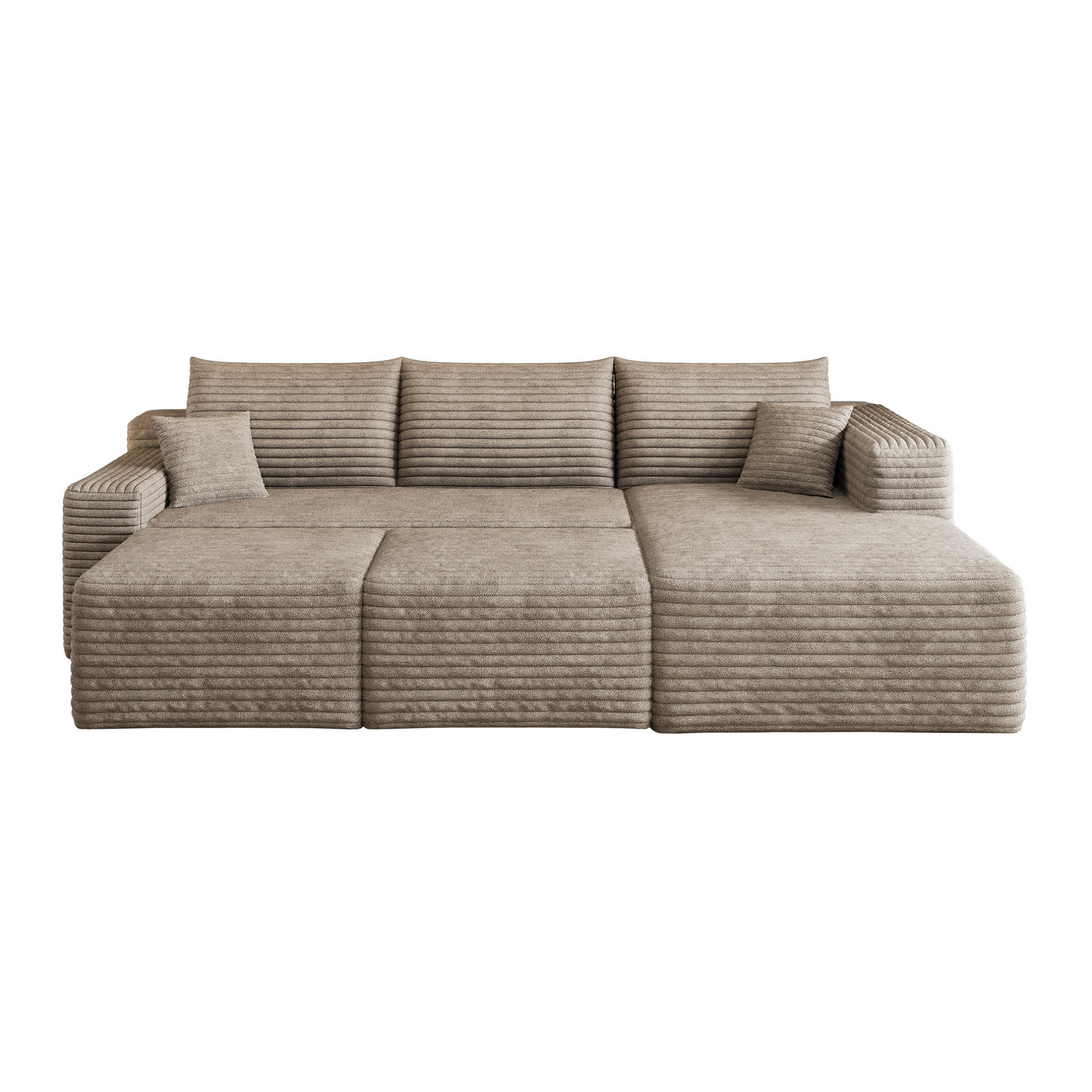 ECKSOFA 241/151/58 cm camel aus Stoff ohne Montage - Hellgrau, Textil (151/241cm) - OKWISH