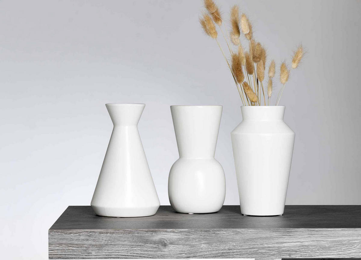 VASEN-SET Kalmar weiß 20 cm 3er Set - Weiß, Keramik (20cm) - Ritzenhoff Breker
