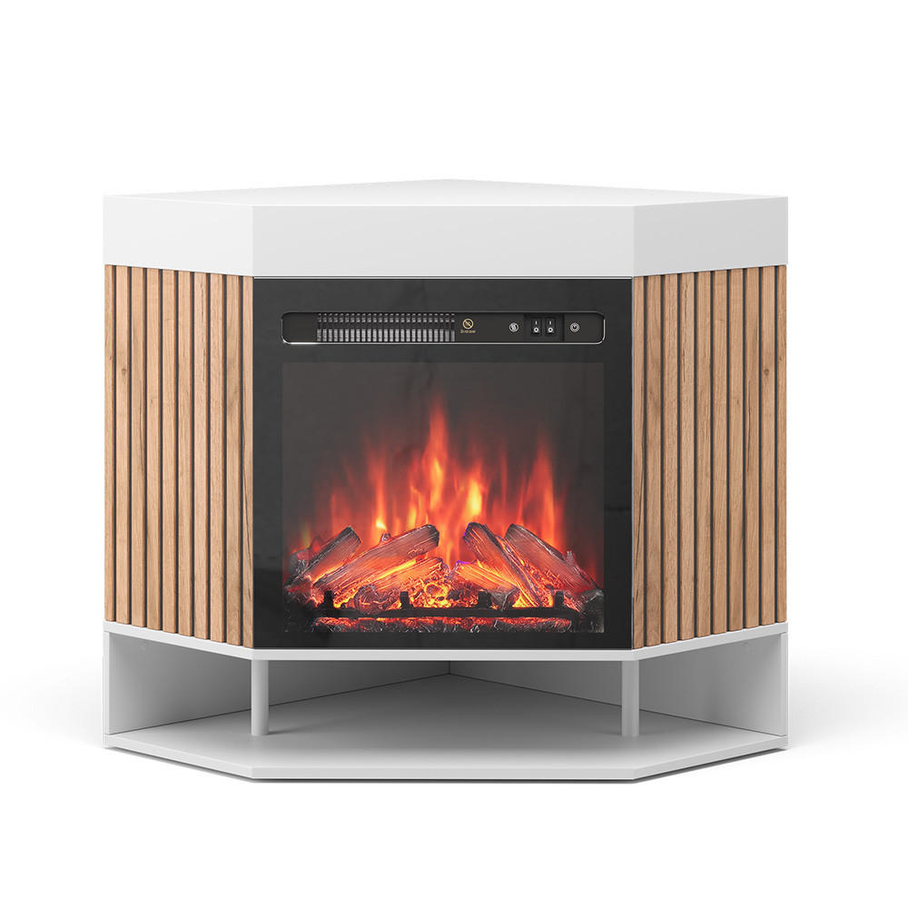 SEMINEU ELECTRIC Lynea Alb 100 cm cu efect de flacara realist si incalzitor de 1800W