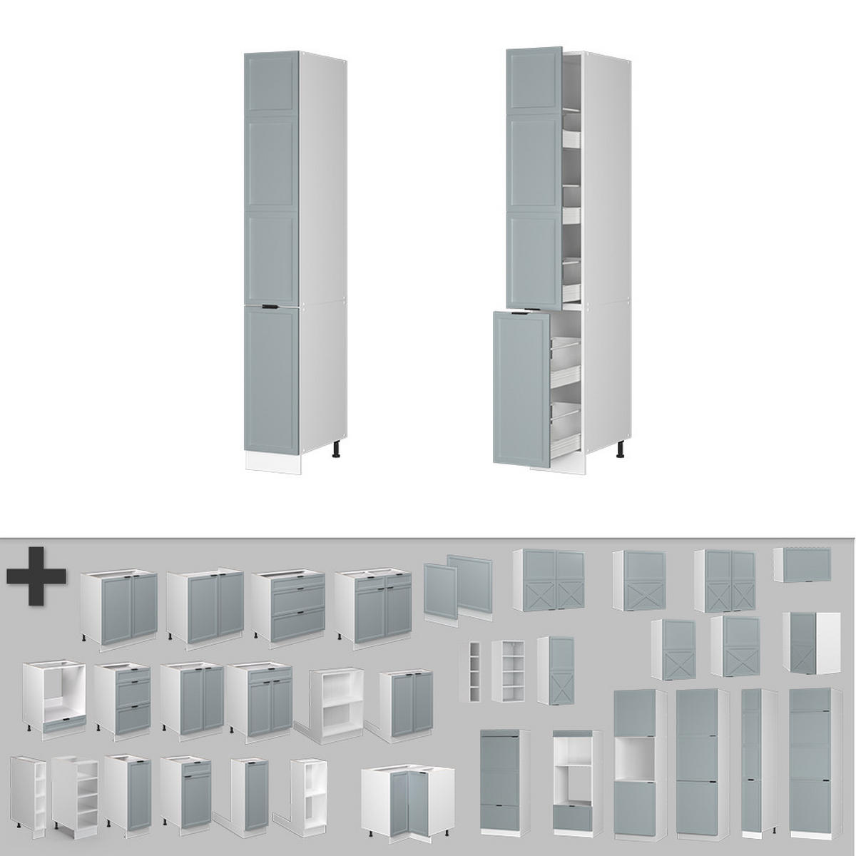 APOTHEKERSCHRANK Fame-Line Hellblau-grau 30 cm - Blaugrau/Weiß, Holzwerkstoff (30/206.8/58cm) - Vicco