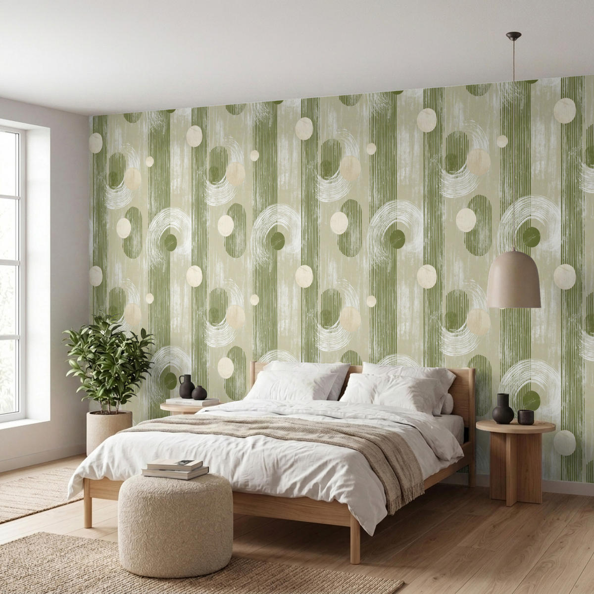 TAPETE - Künstlerisch - Modern - Grün - 450x220 cm - Olivgrün, Papier (450/220cm) - OnlyWow