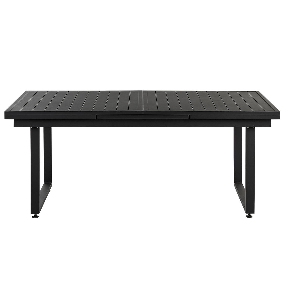 GARTENTISCH 180-240/90 cm Metall Schwarz Valcanetto - Schwarz, Metall (180/90/84cm) - Beliani