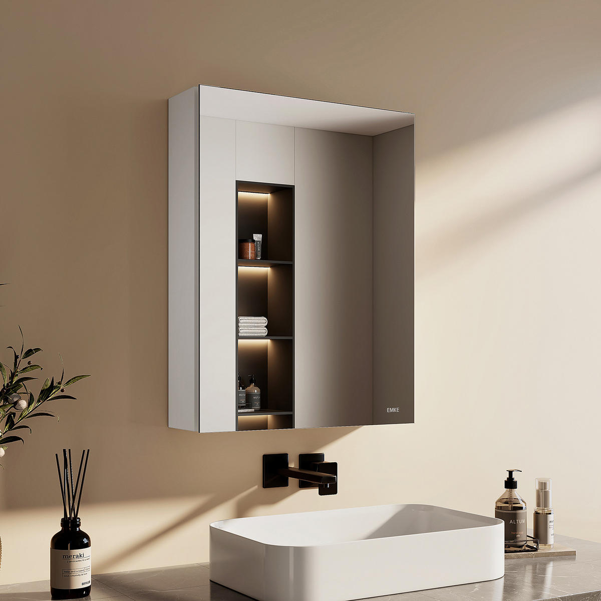 SPIEGELSCHRANK Weiß 65/50/14,5 cm - Weiß, Metall (50/65/65cm) - EMKE