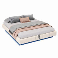 POLSTERBETT mit Stauraum 180x200 cm Beige mit LED - Beige, Metall (180/200cm) - Meubliv