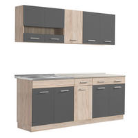 KÜCHENLEERBLOCK 200 cm in Anthrazit - Naturfarben/Grau, Holz (200/206/60cm) - Homestyle4u