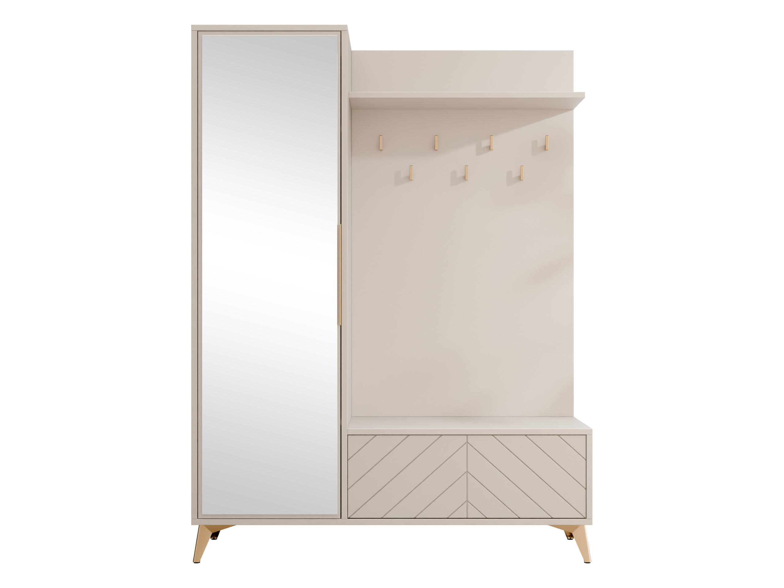 GARDEROBE-SET Xylix 1D1K - Sandfarben/Goldfarben, Holzwerkstoff/Metall (134/180/40cm) - MIRJAN24