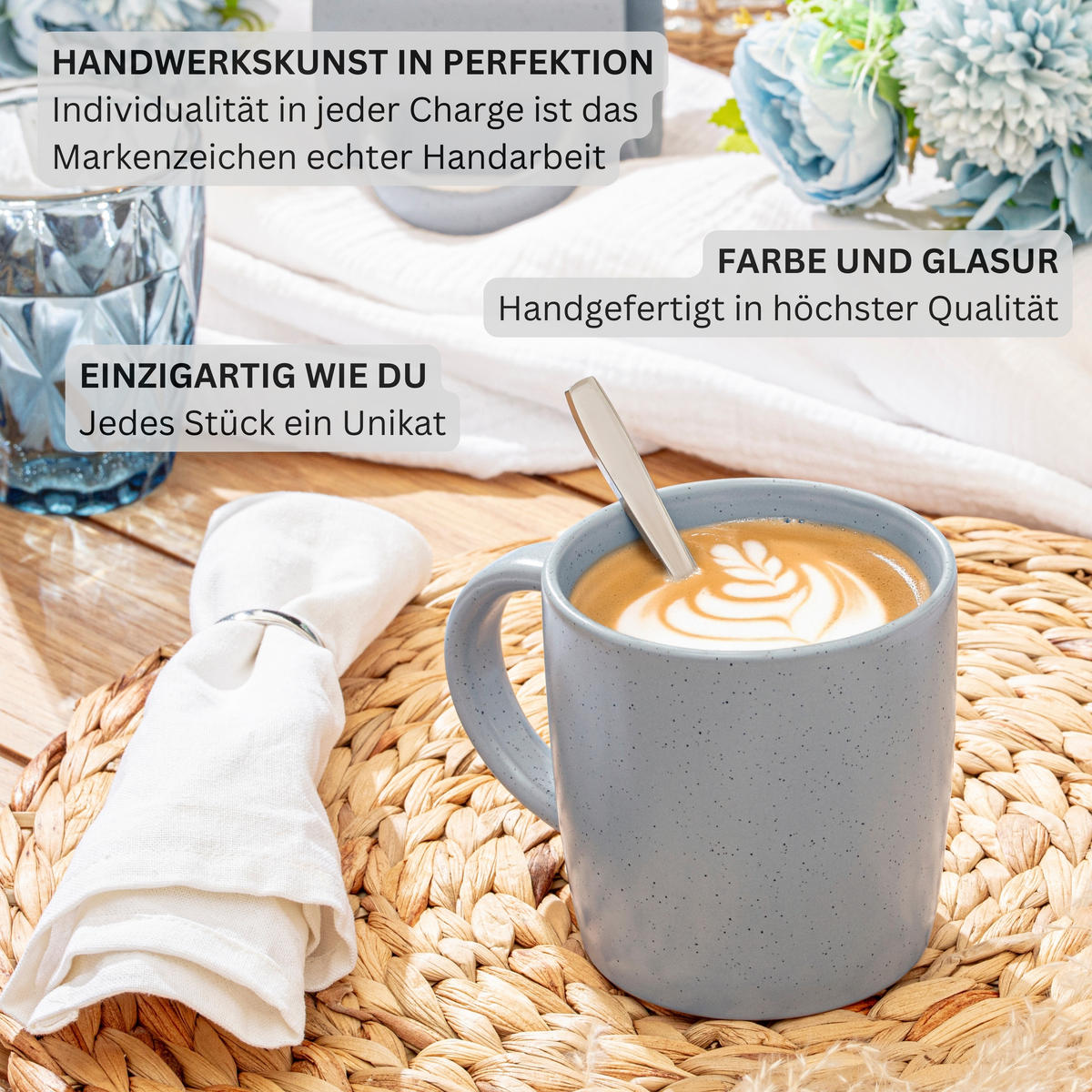 KAFFEEBECHER LEEDS STERLING - 6 teilig aus Steingut - Hellgrau, Stein (0.38L) - Sänger