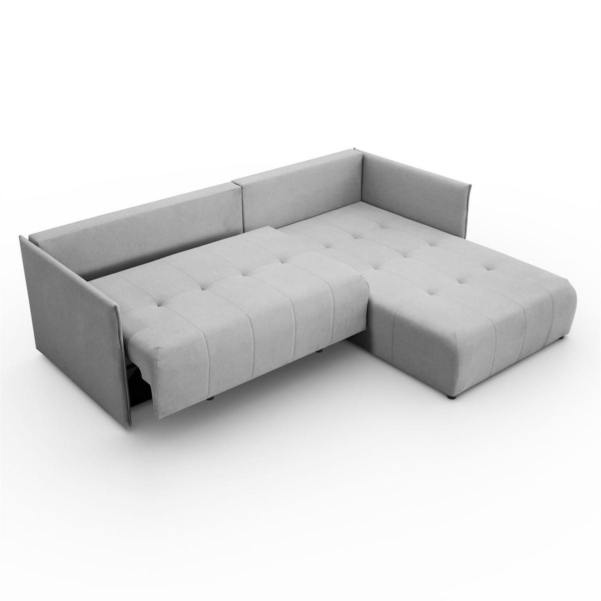 ECKSOFA APOLLO L mit Schlaffunktion und Bettkasten – rechte Seite - Grau, Textil (246/188cm) - Lookway