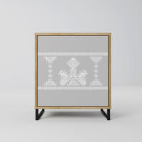 SIDEBOARD THAI GRAY, Eichefarben, 57,5x42x67,5 cm, Schwarze Metall-Rahmenfüße - Eichefarben/Multicolor, Holzwerkstoff/Metall (57.5/67.5/42cm) - SpaceRebels
