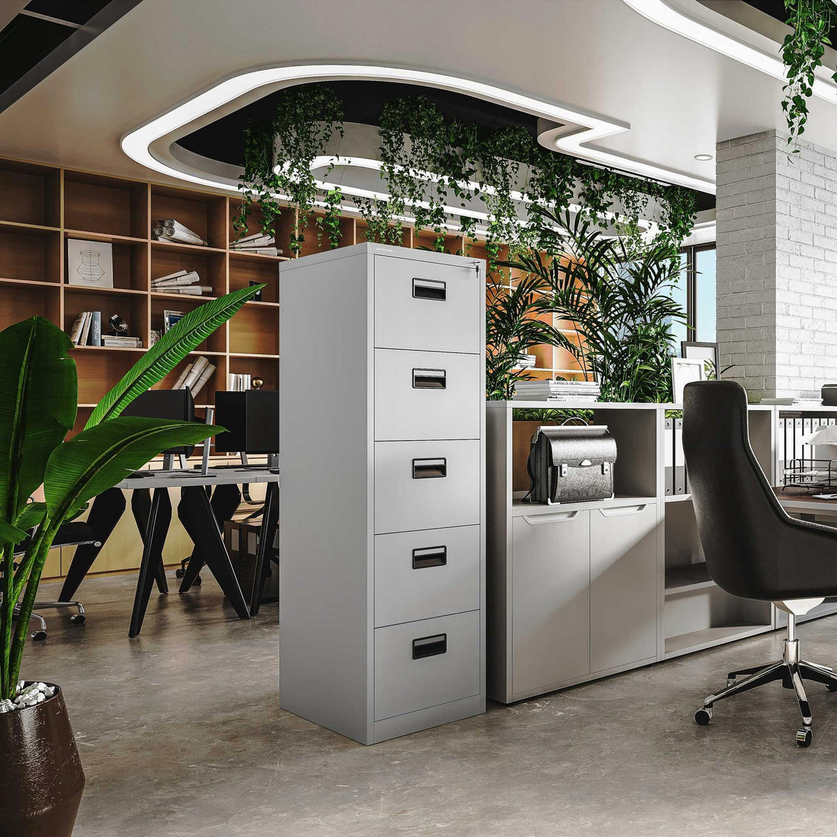 AKTENSCHRANK mit 5 Schubladen SARA V5 - Grau, Metall (46/162/62cm) - Jan Nowak
