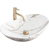 AUFSATZWASCHBECKEN Rea Royal Shiny Aiax Marmor - Weiß, Keramik (36/16/62cm) - REA