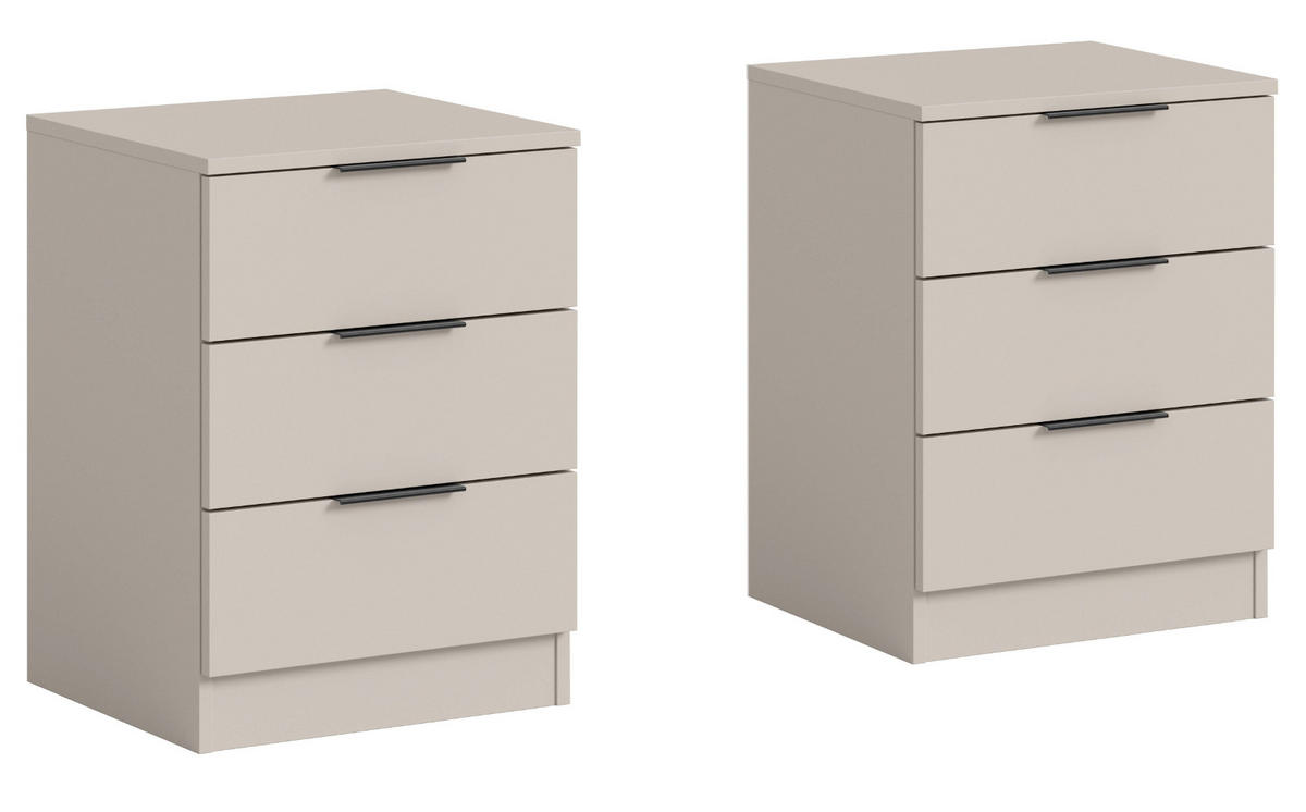 NACHTTISCH-SET kaschmir 45 x 60 cm, 2x Nachtkommode in Komforthöhe - Kaschmir/Schwarz, Holzwerkstoff/Kunststoff (45/60/40cm) - Inn.Furn