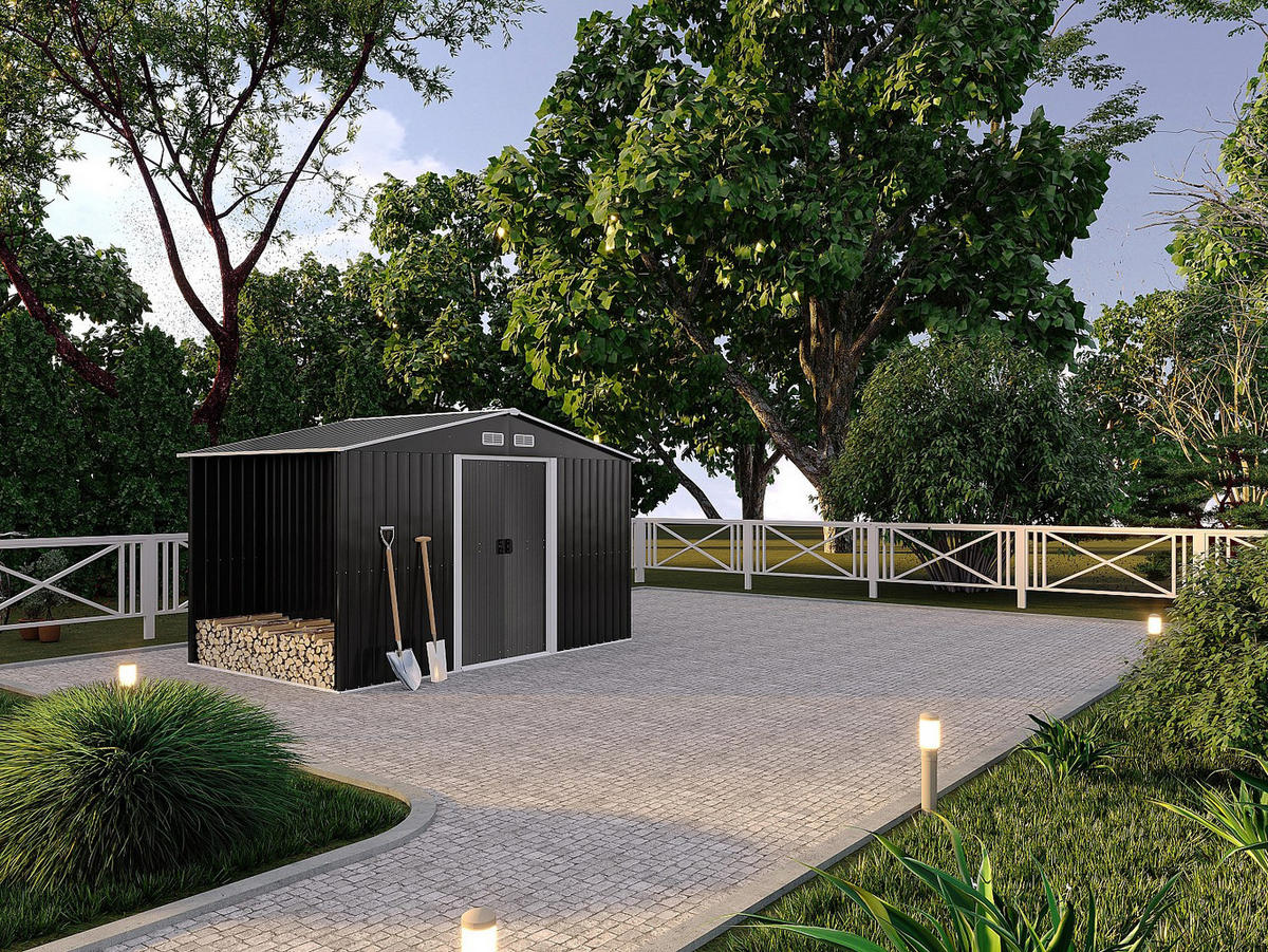 SCHREBERGARTENHAUS - 313 cm x 195 cm - metall - anthrazitgrau Lery - Anthrazit, Metall (313/154/195cm) - Vente-Unique