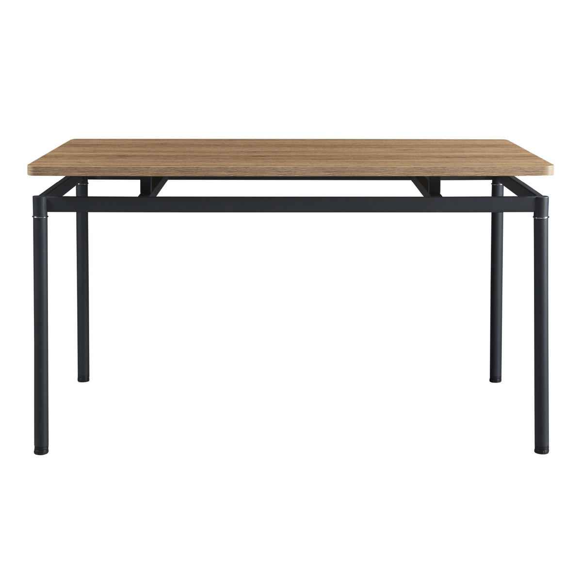 ESSTISCH Hemnes - Eichefarben/Schwarz, Holzwerkstoff/Metall (80/140/75cm) - [en.casa]