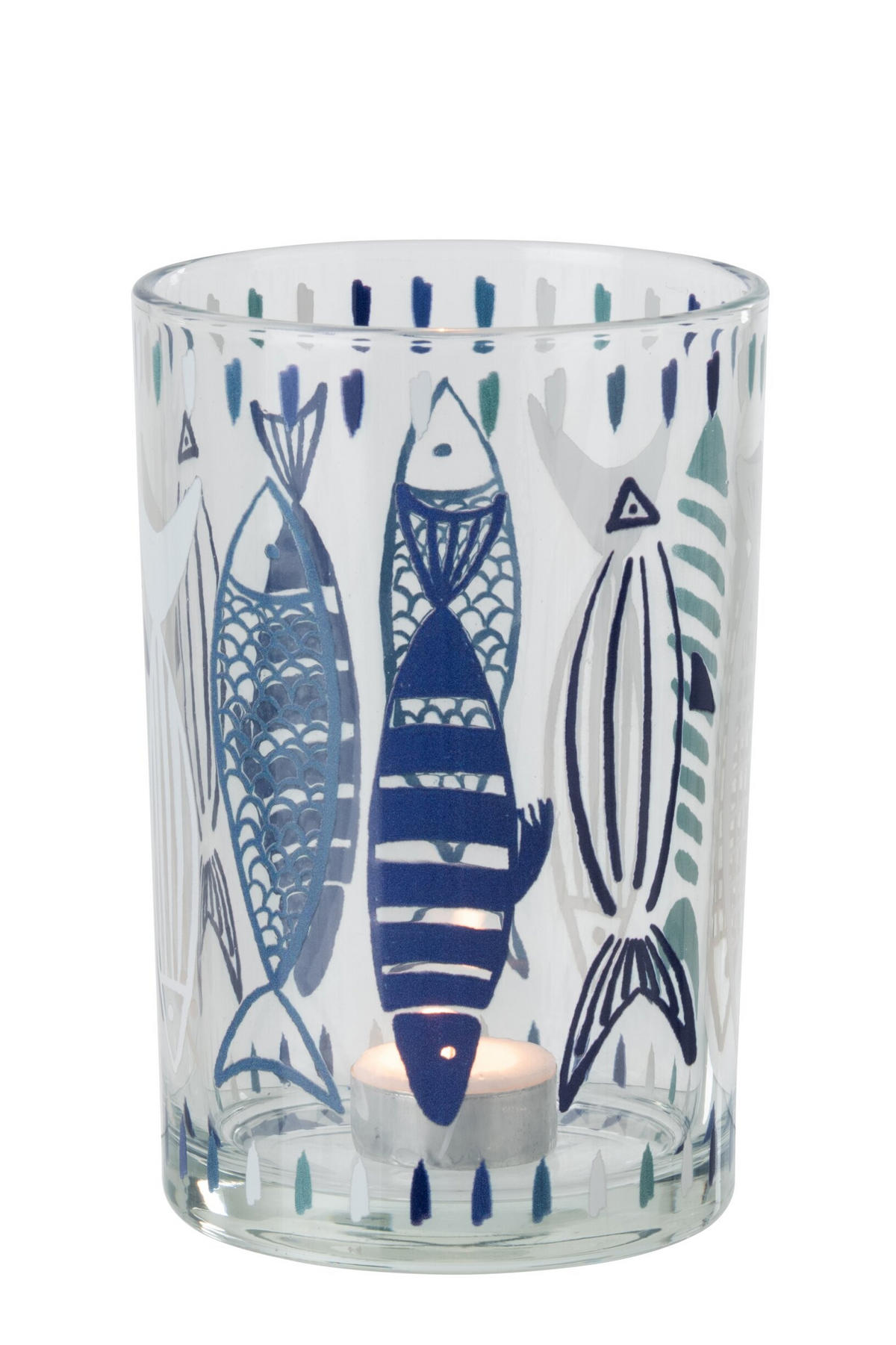 WINDLICHT FISCH - Blau, Glas (12/18cm) - J-Line