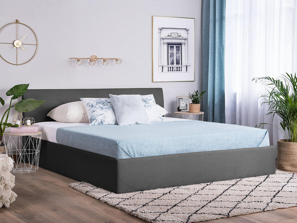 POLSTERBETT 160/200 cm Grau Orbey - Grau, Textil (160/200cm) - Beliani