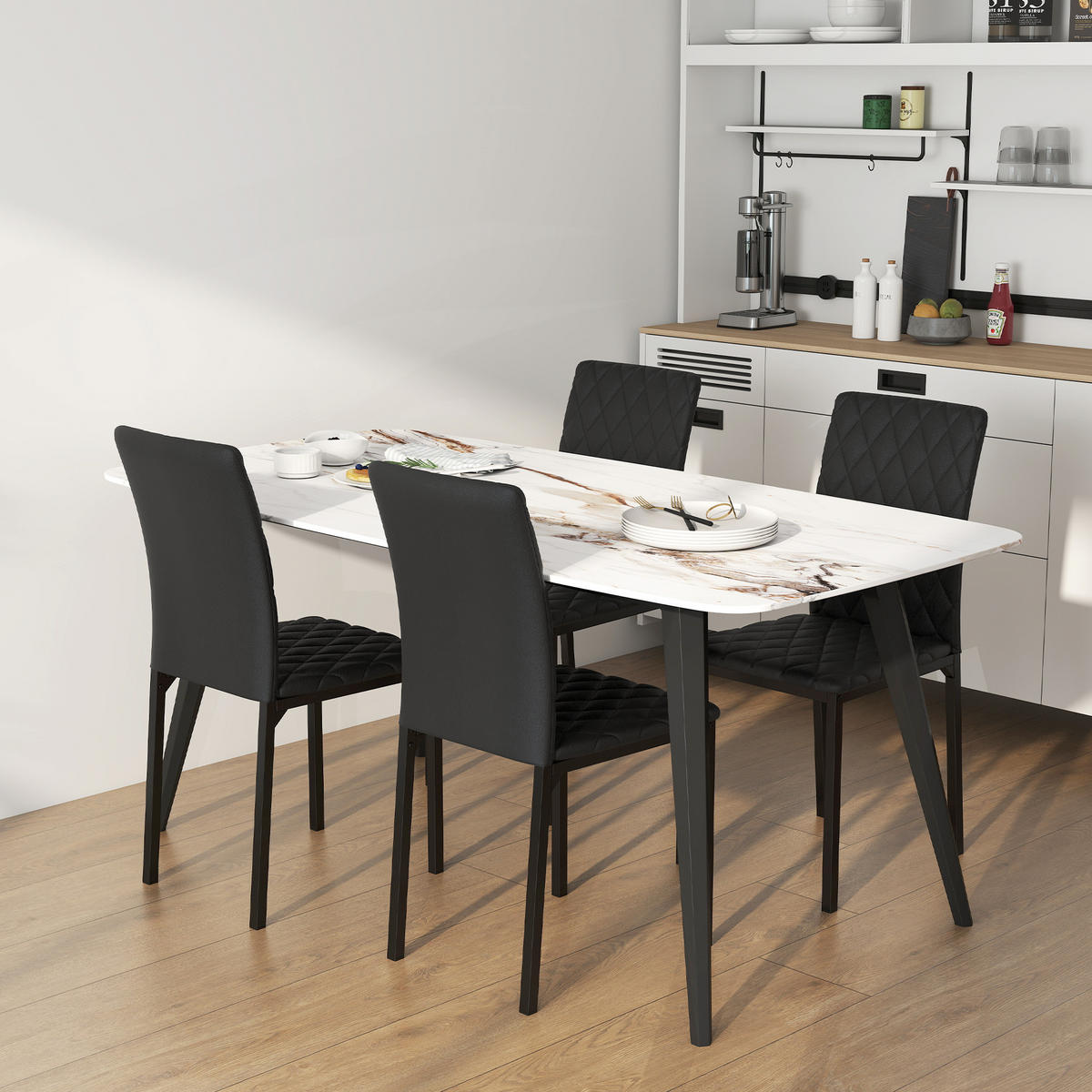 ESSZIMMERSTÜHLE 4er-Set DE-13295 Rhombus-Steppung Schwarz - Schwarz, Metall (41/91/50cm) - ComfortXL