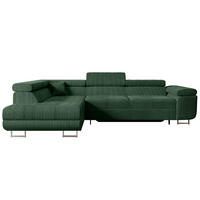 ECKSOFA mit Schlaffunktion und Bettkasten GUSA-L 272x202x107 cm Grün Cord - Silberfarben/Grün, Holzwerkstoff/Textil (202/272cm) - ALTDECOR