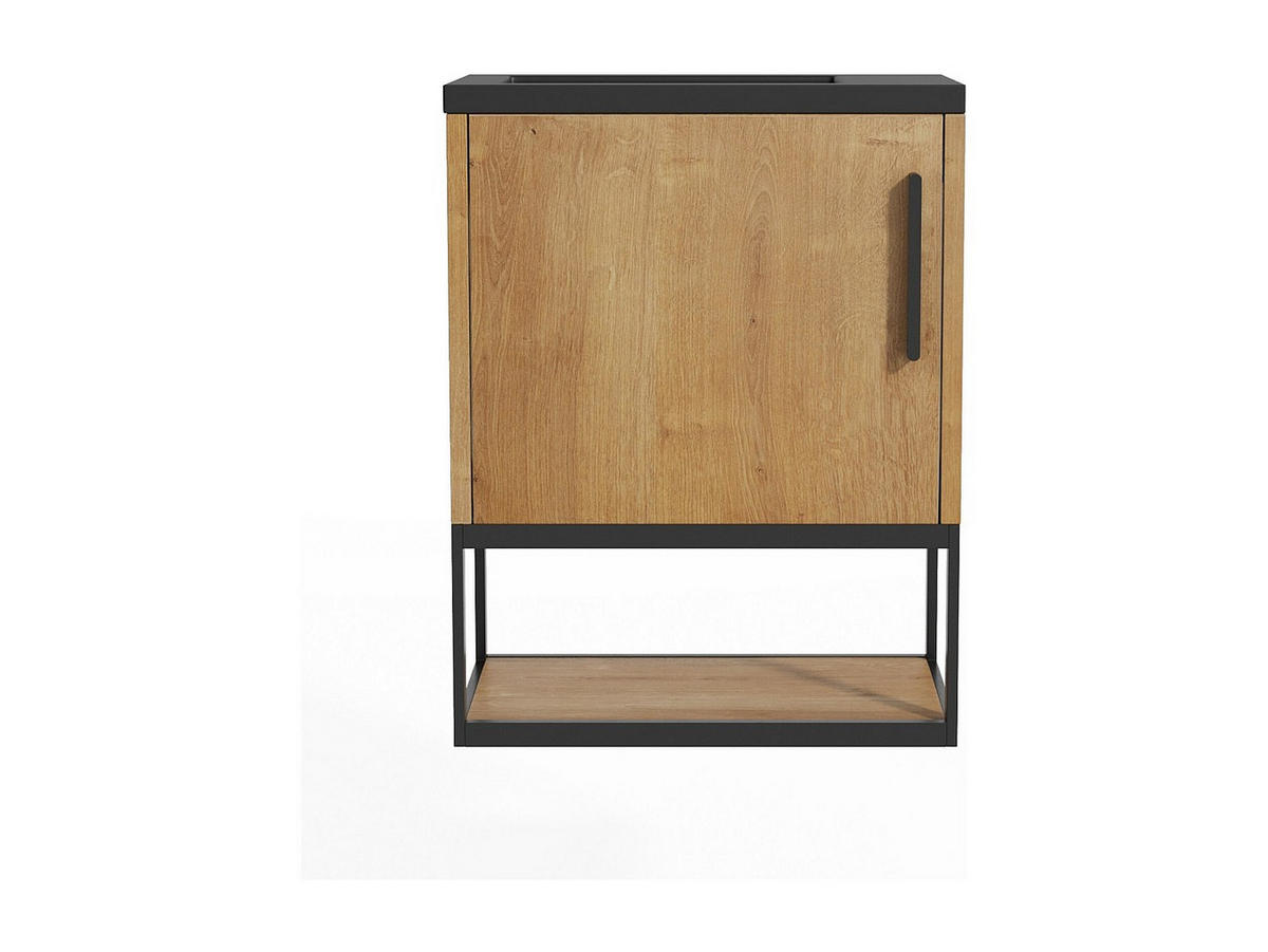 MÖBEL-HANDWASCHBECKEN - 40 cmcm x 22 cmcm - Holz, Platte - Schwarz, Naturfarben Hell - LOPENA - Schwarz/Naturfarben, Holz (40/52/22cm) - Vente-Unique