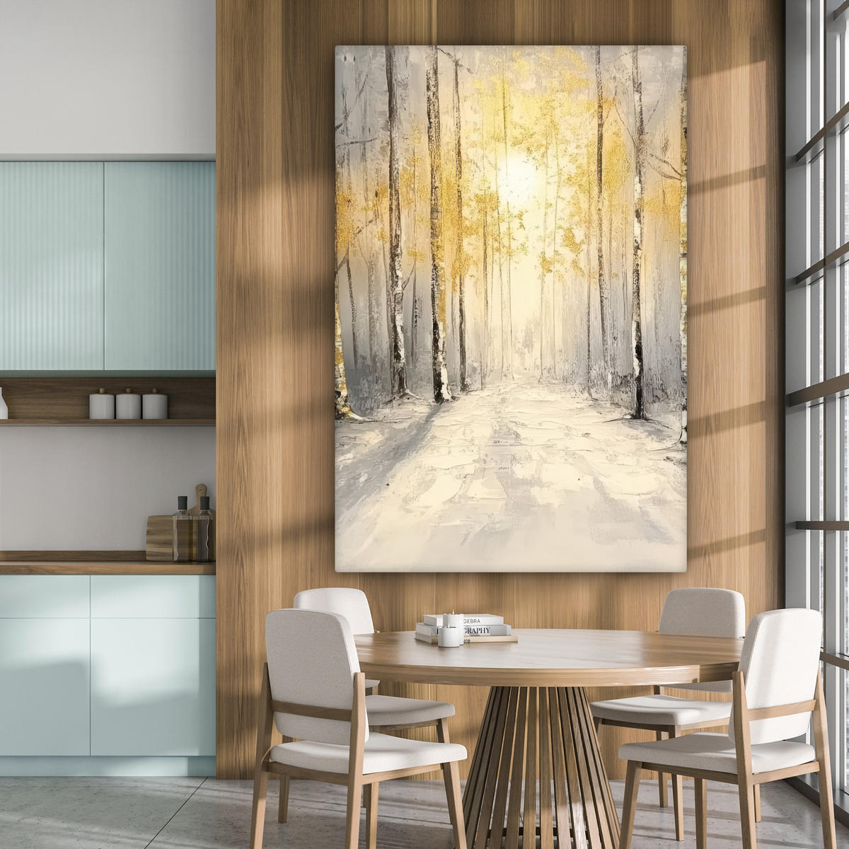 LEINWANDBILD Winter - Abstrakt - Schnee - Natur - Sonne Deko Groß 90x140 cm - Grau, Textil (90/140cm) - MuchoWow