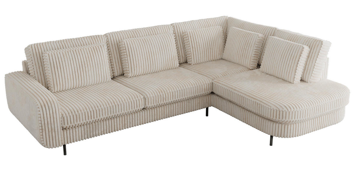 ROHOVÁ SEDAČKA CALENO L - Béžová Manšestr - Levá Strana - černá/béžová, kov/textil (317/225cm) - MKS
