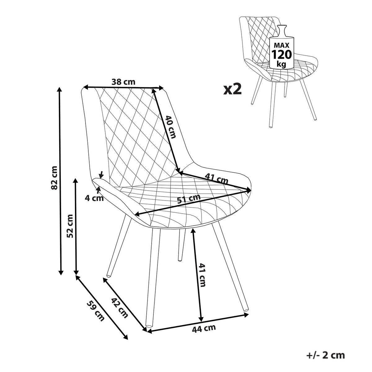 ESSZIMMERSTUHL 2er-Set Samtstoff Grau Maribel - Schwarz/Grau, Textil (51/82/59cm) - Beliani