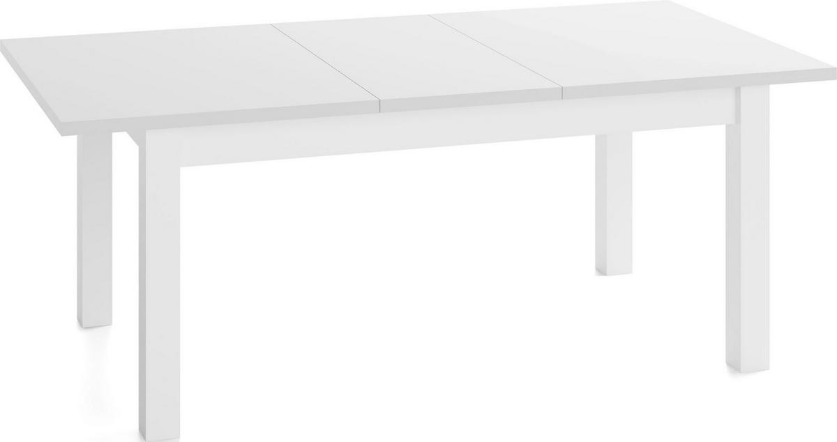 ESSTISCH Lindberg Weiß ausziehbar verlängerbar rechteckig, Weiß 120-160/70/77 cm - Weiß, Holz/Holzwerkstoff (120/70/77cm) - WFL GROUP