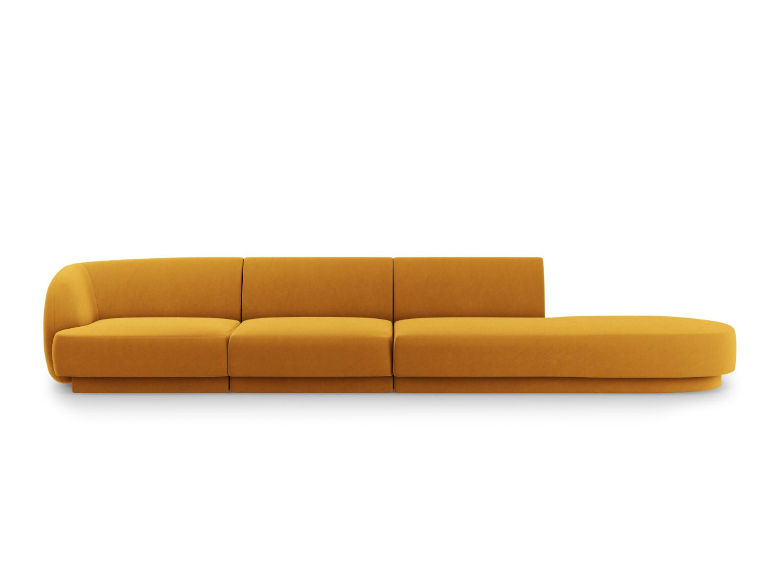 RECHTES-SOFA Miley aus Samt gelb 4 Sitzplätze - Gelb, Textil (90/70/323cm) - Micadoni
