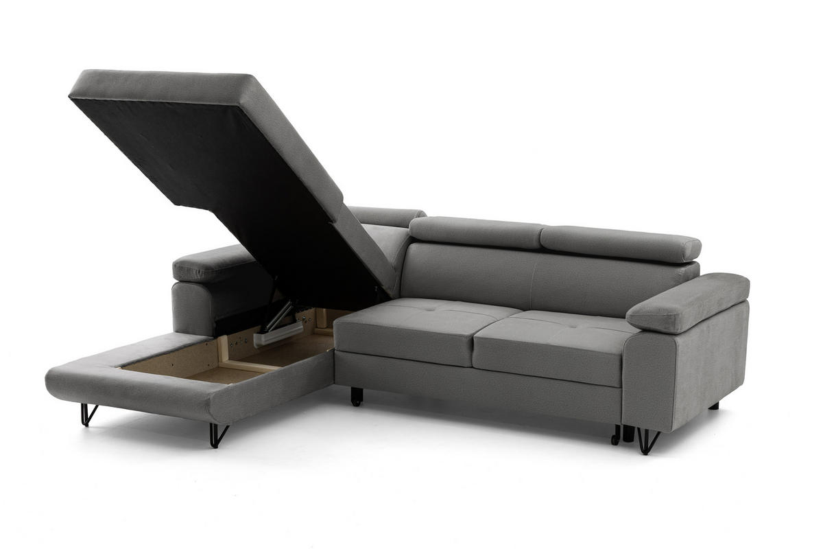 ECKSOFA NORIS L Grau mit Schlaffunktion Links - Grau, Holz/Textil (250/183cm) - Muffo