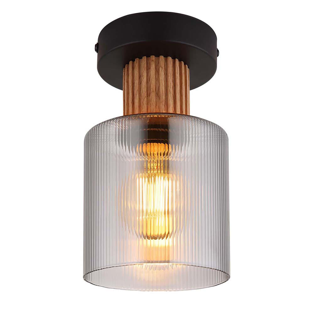 DECKENLEUCHTE Metall Schwarz Glas - Schwarz, Holz (12/12/21cm) - Globo Lighting