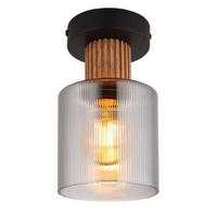 DECKENLEUCHTE Metall Schwarz Glas - Schwarz, Holz (12/12/21cm) - Globo Lighting