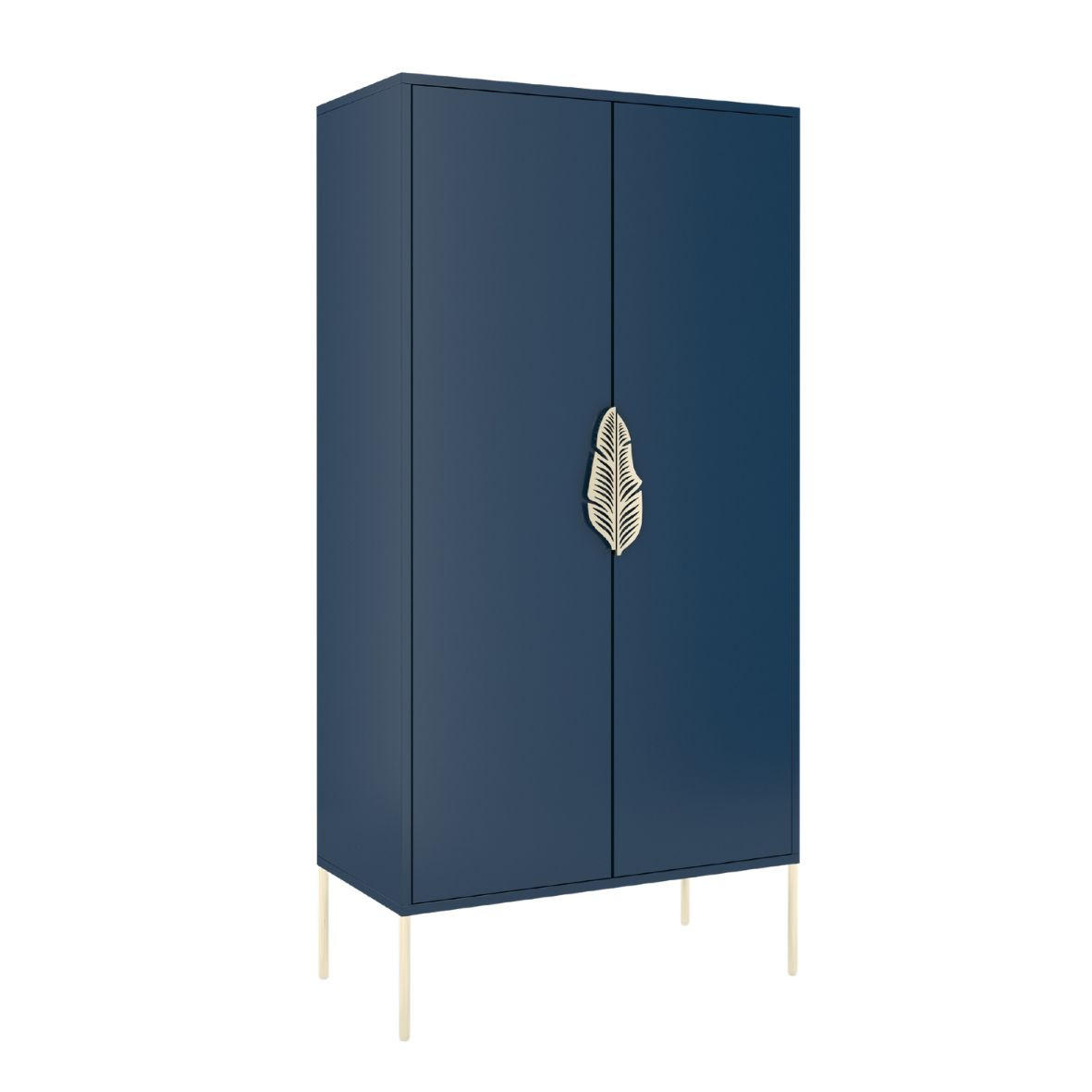 HIGHBOARD Merlin, Marinblau, Goldene Details - Goldfarben/Dunkelblau, Holzwerkstoff/Metall (80/160/40cm) - Skandica