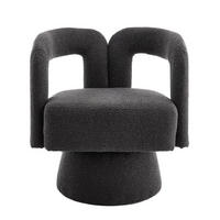 DREHSESSEL 360° Boucle Akzentstuhl Polstersessel für Wohnzimmer & Büro - Dunkelgrau, Textil (67/74/55cm) - Urban Meuble