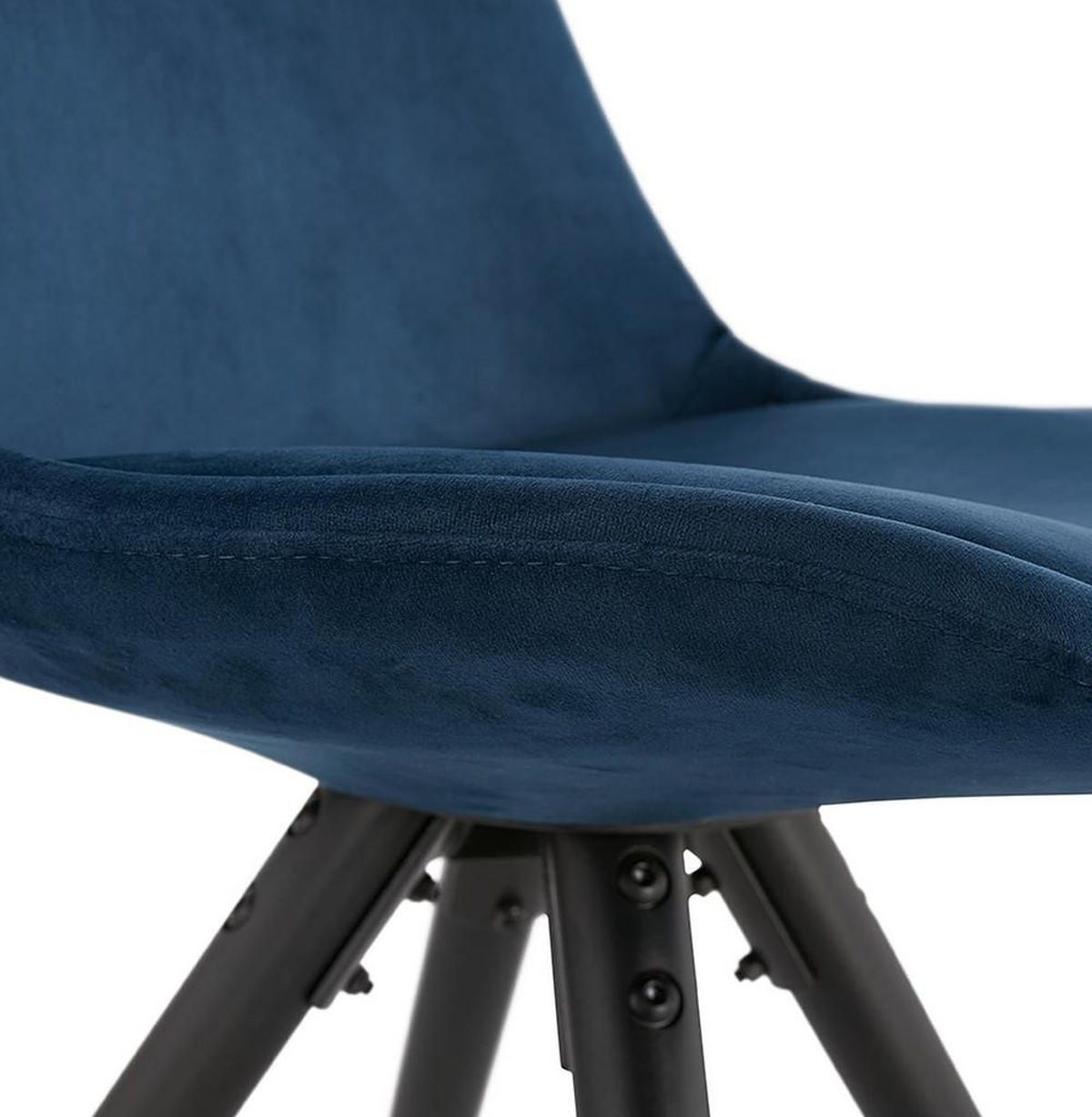 ESSZIMMERSTUHL Samtbezug mit Buchenholzgestell Vintage mit hoher Rückenlehne, Blau-Schwarz 48x56x84 cm - Blau/Schwarz, Buchenholz/Textil (48/84/56cm) - KADIMA DESIGN