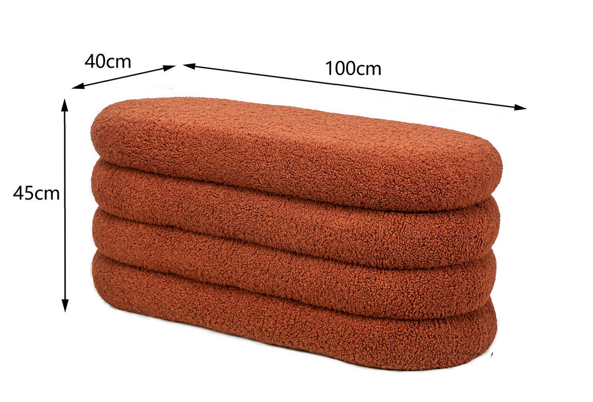 SITZBANK Wolle Terracotta - Terra cotta, Textil (100/45/40cm) - Nordlys