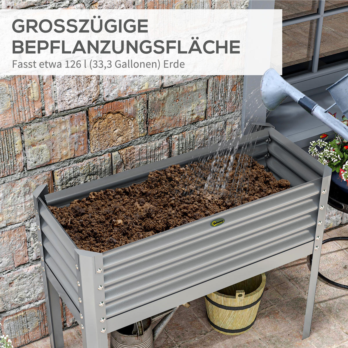 HOCHBEET, Silber, Stahl - Silberfarben, Metall (45/80/100cm) - Outsunny