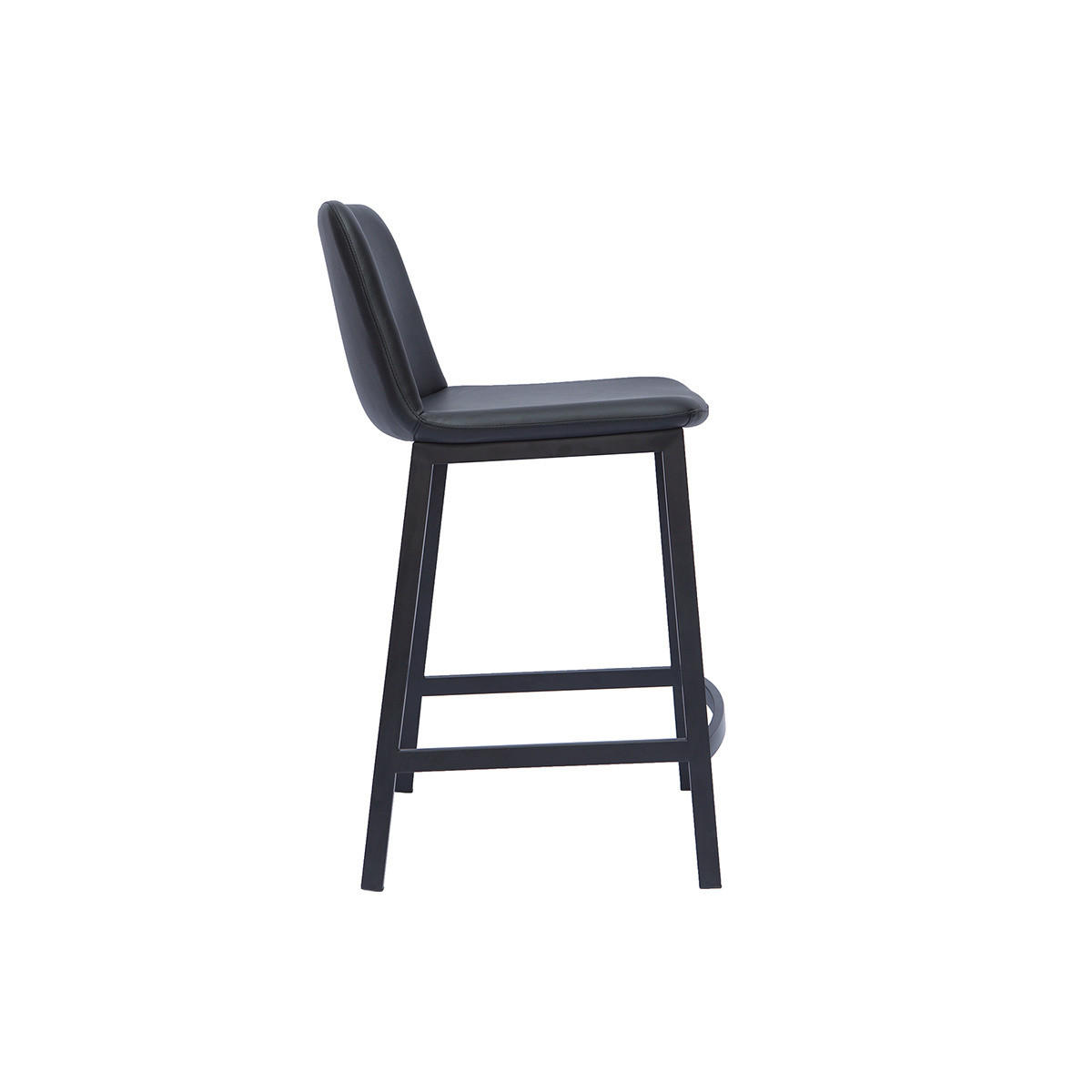 BARHOCKER Schwarz H66 cm ARSENE 2er-Set - Schwarz, Textil (56.5/93/46cm) - Miliboo