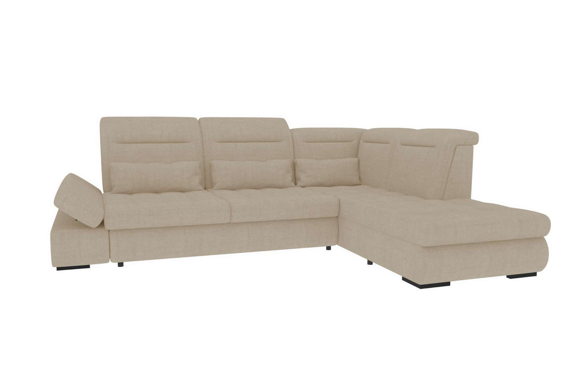 ECKSOFA Toscana Velours inkl. Schlaffunktion - Creme, Textil (279/227cm) - 99rooms