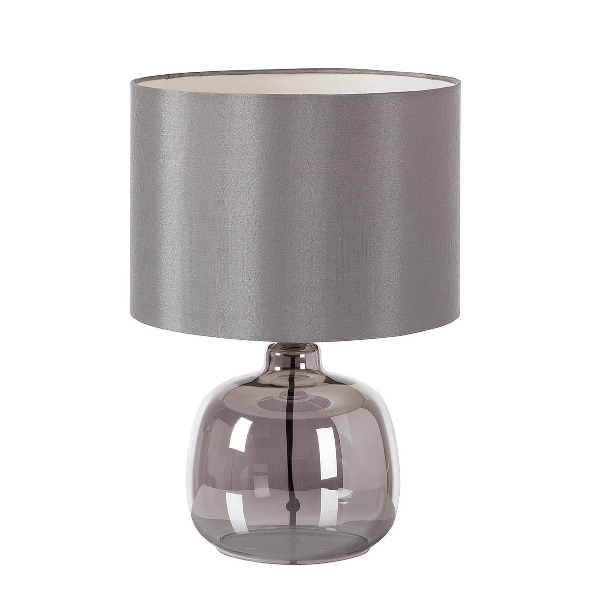 TISCHLEUCHTE - Glas / Baumwollstoff - 1-flammig - Grau, Glas/Textil (26/26/37cm) - home24