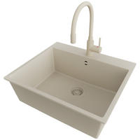 GRANITSPÜLE Riga, 2-er set Beige 58/50 cm 1 Becken + Küchenarmatur 38/14 cm + Ablauf-Set ab 60er Unterschrank - Beige, Kunststoff (58/20/50cm) - Primagran