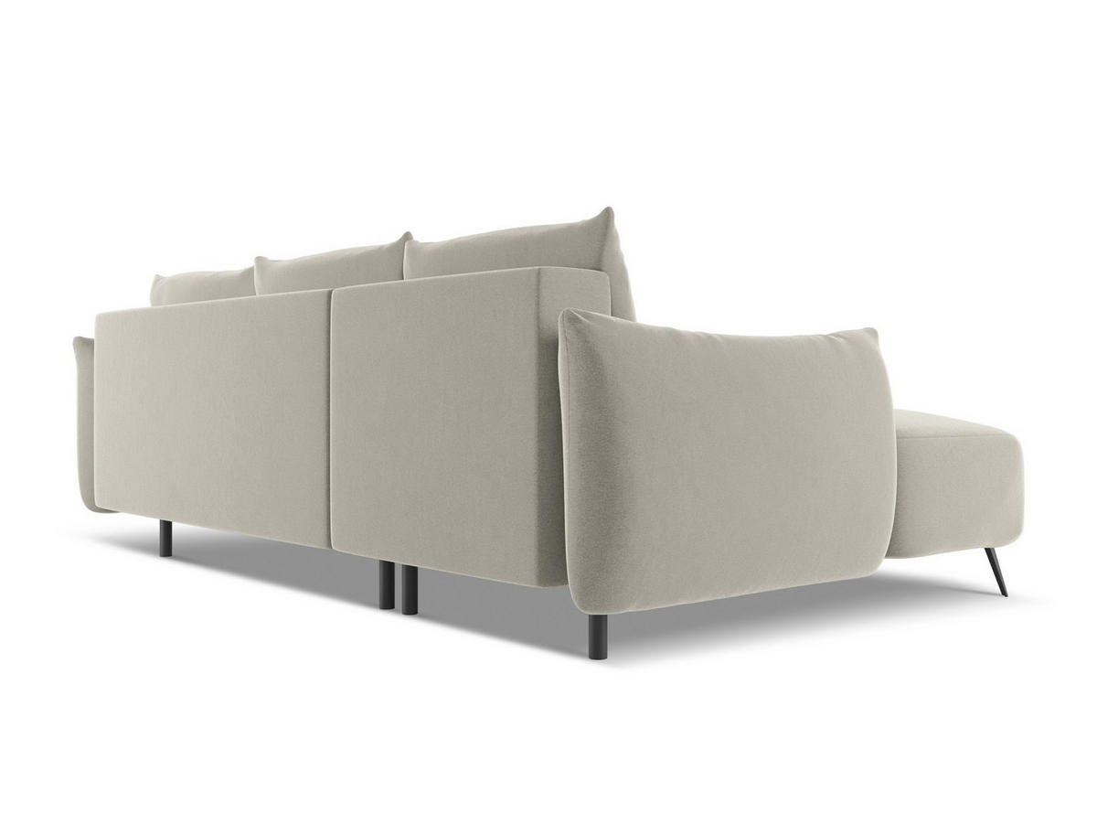 ECKSOFA mit Schlaffunktion Samt Stoff Creme - Perlmutt/Creme, Textil/Metall (162/242cm) - Makamii