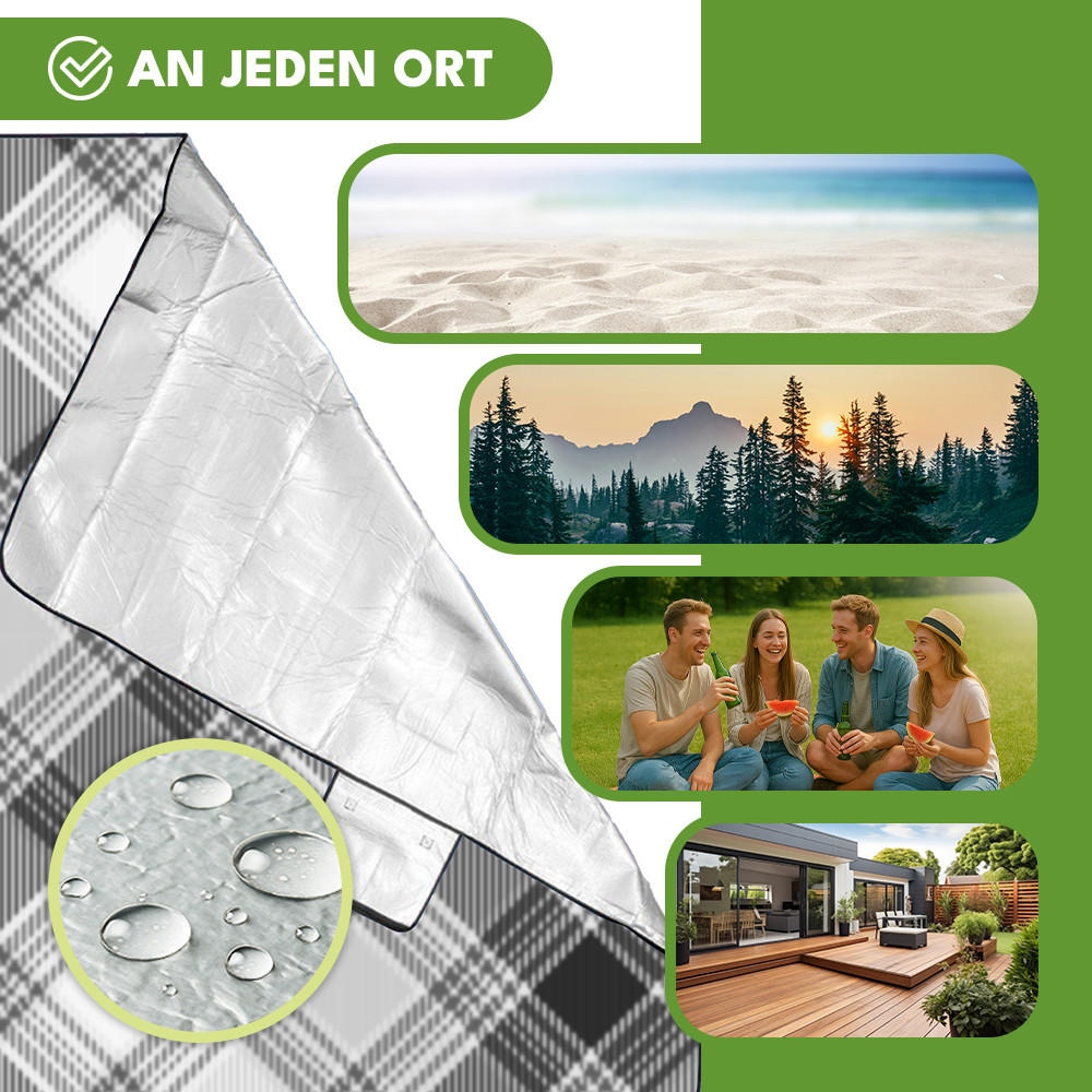 PICKNICKDECKE - Schwarz, Textil (200/200cm) - KRUMAD