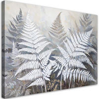 LEINWANDBILD, Farnblätter Natur Pflanzen weiß beige - Grau, Textil (45/30cm) - Feeby