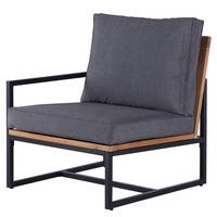 LOUNGEECKE - Polyester / Akazie massiv - Grau / Braun - Braun/Grau, Holz/Textil (68/79/74cm) - home24