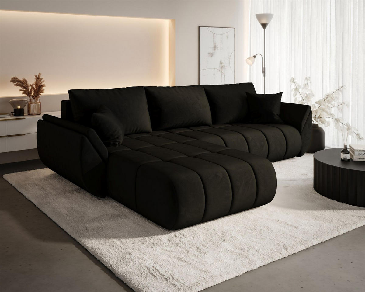 ECKSOFA Misato In Monolith - Dunkelbraun, Holzwerkstoff/Textil (175/280cm) - Fun Möbel