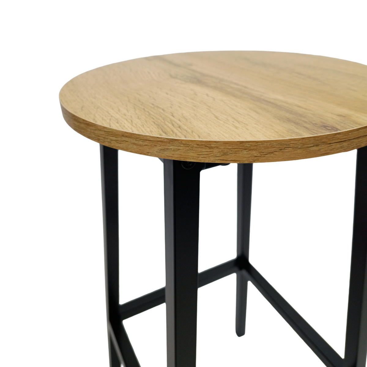 BARHOCKER Holzoptik Metall Eichefarbe Schwarz 2er Set 65×30×30 cm - Eichefarben/Schwarz, Holzwerkstoff/Metall (32/65/32cm) - Begryf