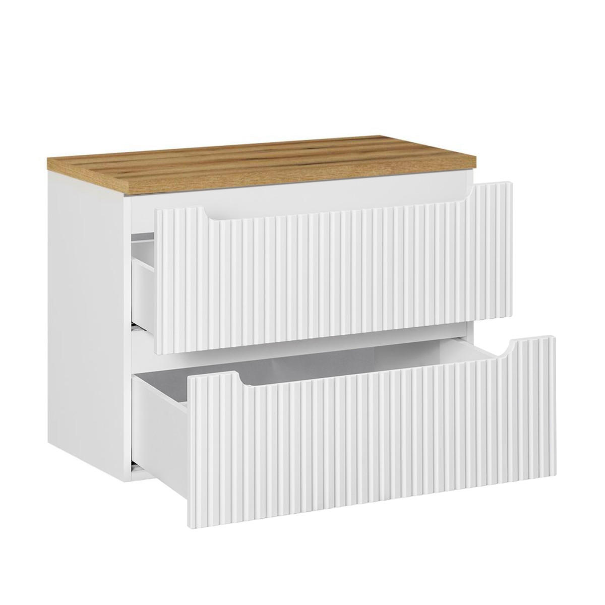 WASCHTISCHUNTERSCHRANK 80.4cm Riva Weiß und Holz - Weiß, Holzwerkstoff (80.4/59/40cm) - Petits-meubles