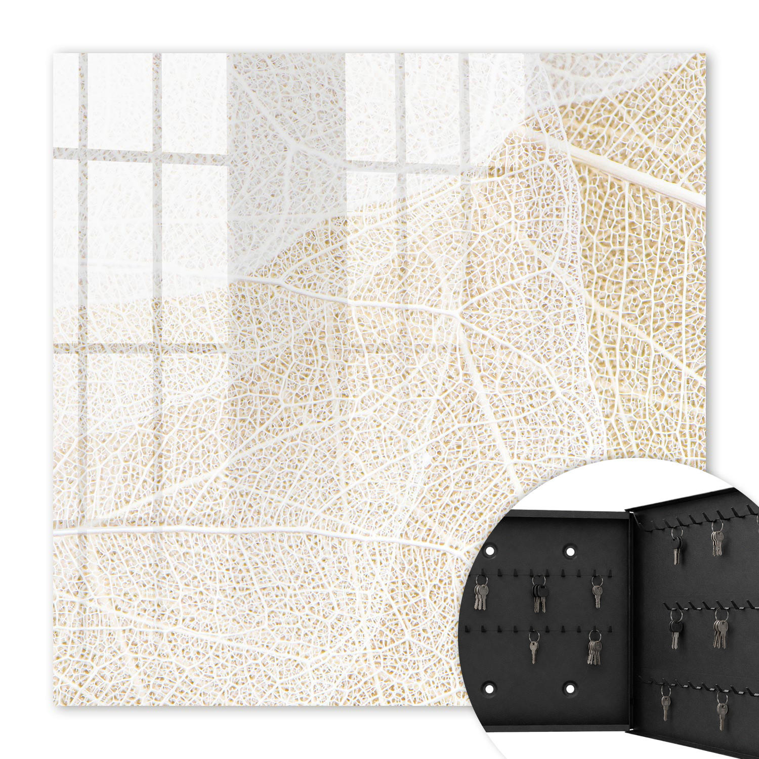 SCHLÜSSELBOX Schwarz 30x30 cm- Türöffnung nach rechts - Subtile Eleganz - Beige, Metall (30/30/5cm) - TULUP